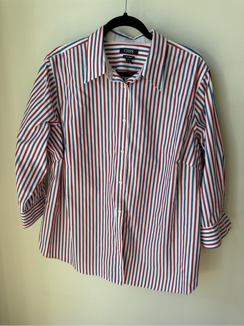 Chaps Women’s Red, Blue & White Stripe Button-Down Shirt